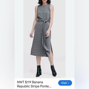 Banana Republic Charcoal Striped Midi Dress
